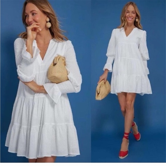 Tuckernuck Dresses & Skirts - Tuckernuck Pomander Place White Kenzo Long Sleeve Swiss Dot Mini Dress Small